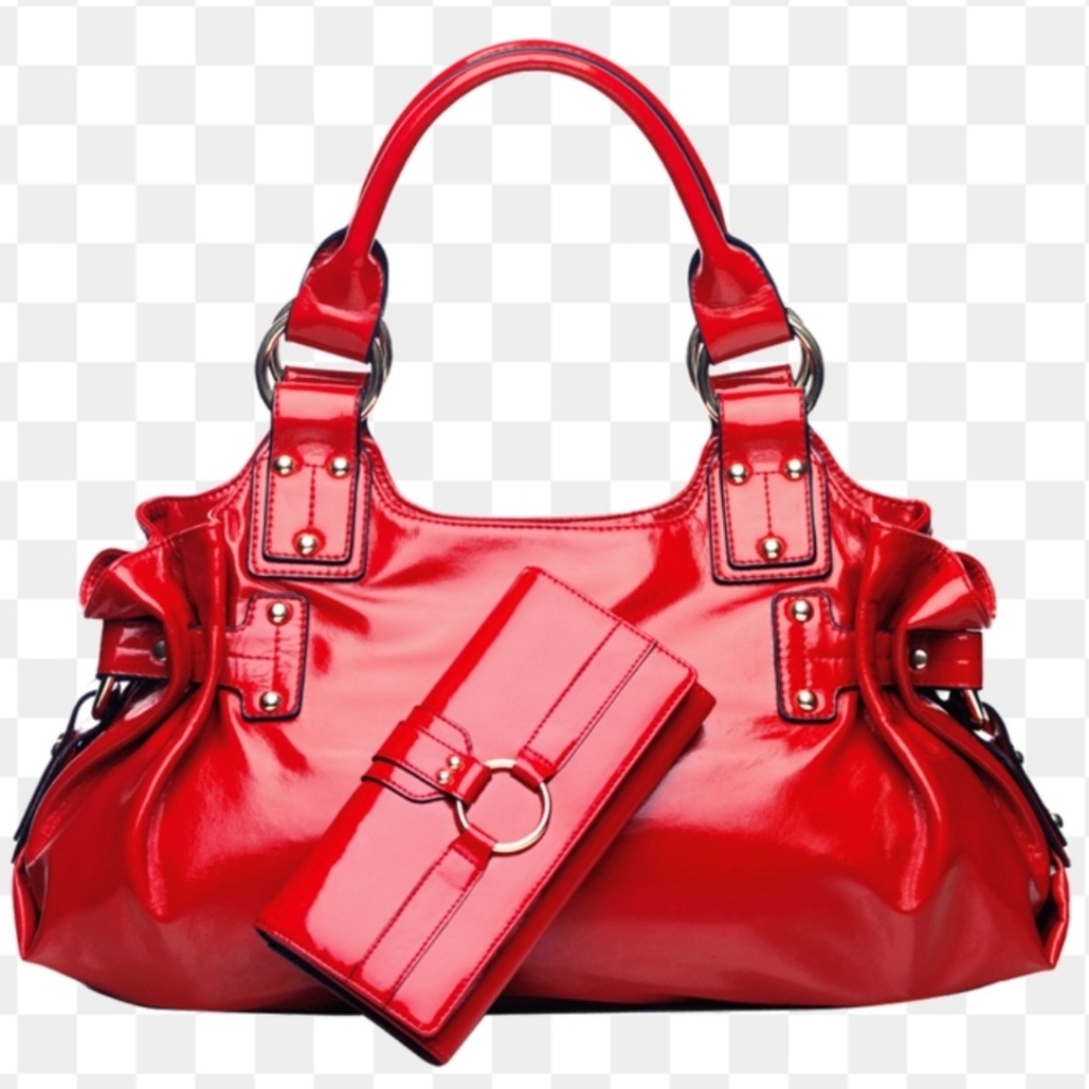 Red Lacquer Shoulder Bag. Large size. New.